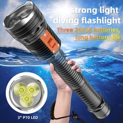 8000LM 3*XHP70 LED Professional Diving FlashLight 3 modes Underwater Waterproof Scuba headlight 100M Deep swimming Dive Torch