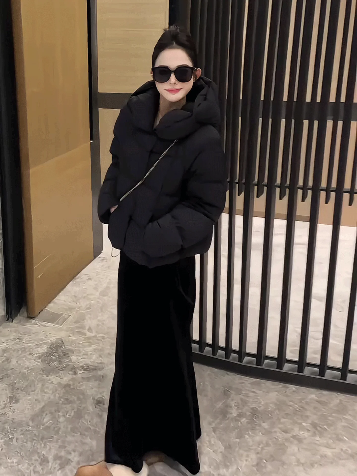 Women's ort White Du down Jaet Winter New Sle Small Size Warmth Hat Inteated Bread Outerwear Ele Sle