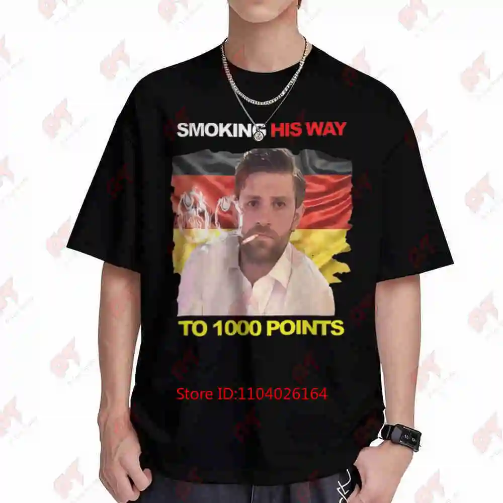 Smoking His Way To 1000 Points Leon Draisaitl Edmonton Hockey Short Sleeve Tee 100% Cotton T-Shirt