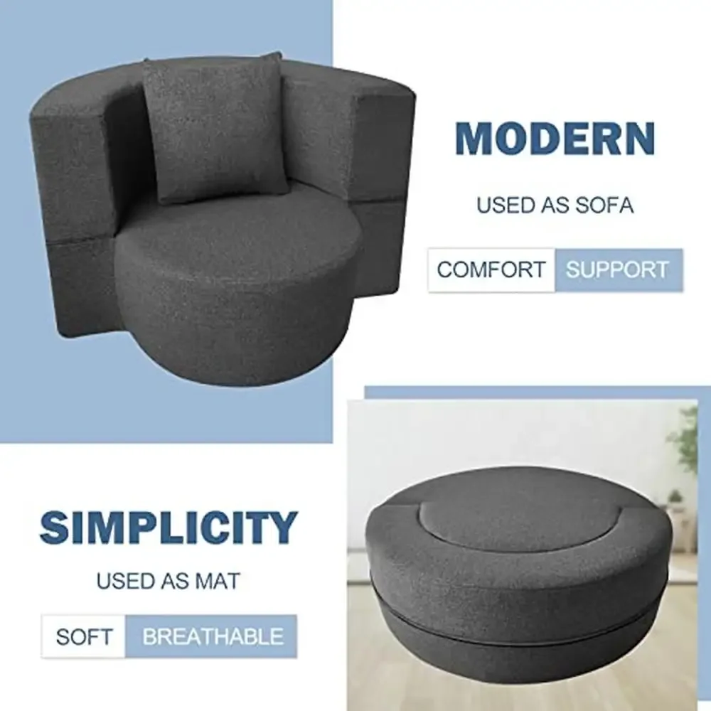 Canapé pliant moderne en mousse à mémoire de forme, chaise avec oreiller, futon au sol, salon, housse lavable, portable, idéal pour la maison et le bureau