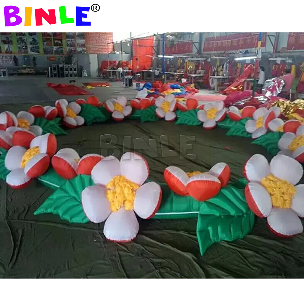 Hot selling 6m 8m 10m beautiful inflatable flower chain for wedding party and performance decoration