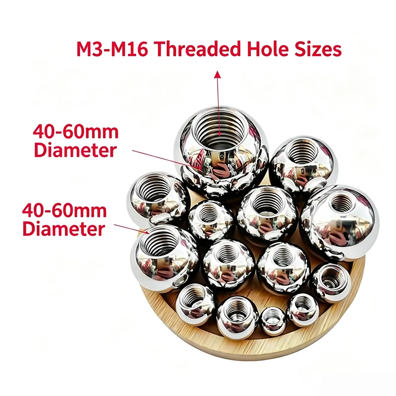 30-60mm Female Thread Steel Balls, Industrial Fastener Spheres For Machinery, Valves, Pumps & Bearings