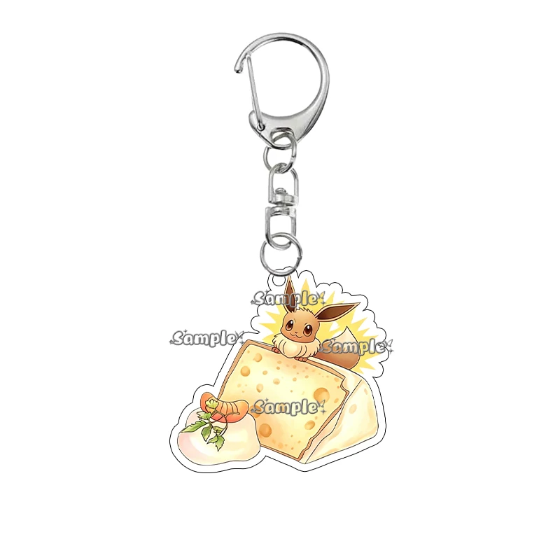 Kawaii Pocket Monsters Eevee Dessert Themed Acrylic Keychain Umbreon Jolteon Espeon Leafeon Backpack Charm Anime Bag Accessory view 6
