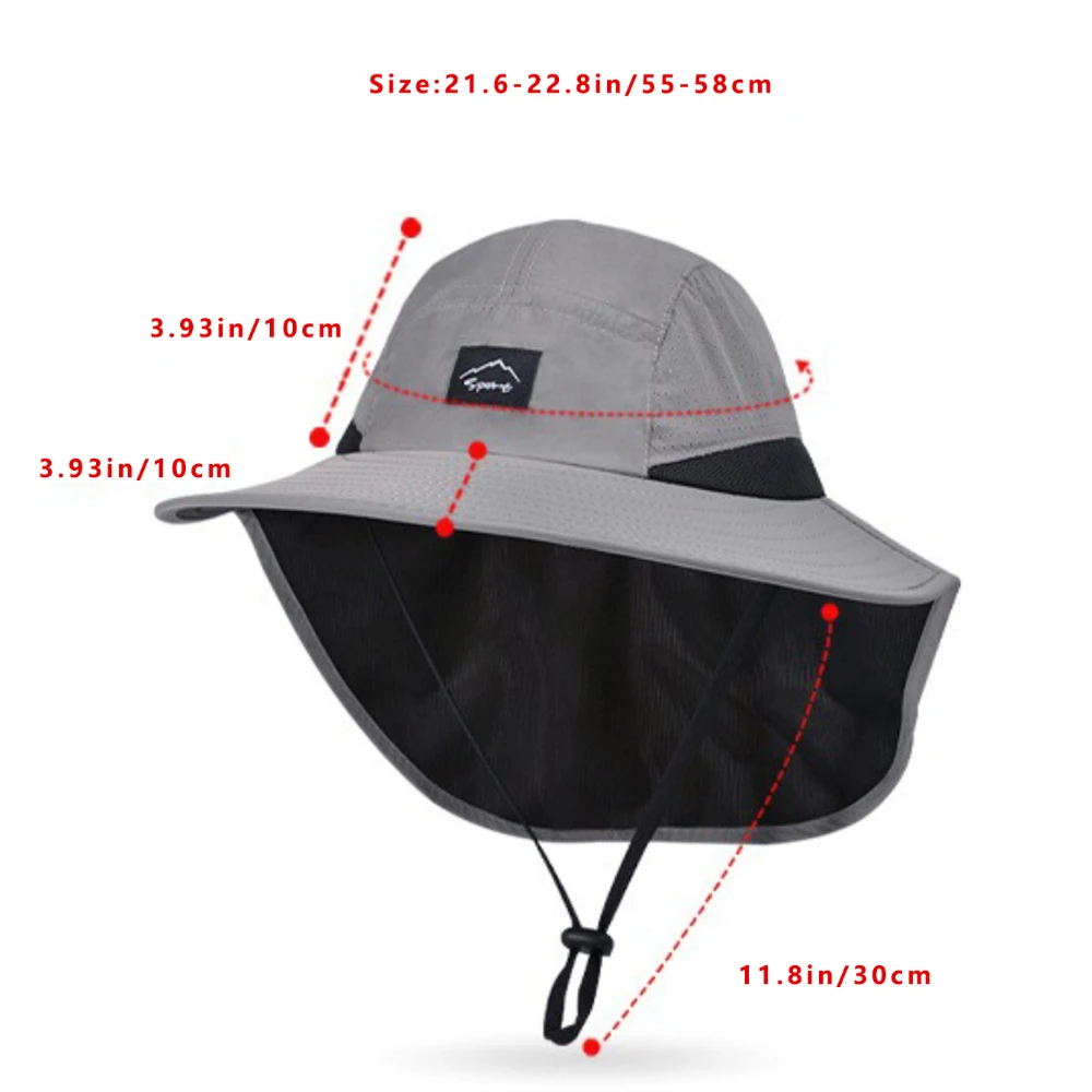 Wide Brim Sun Hat with Neck Flap UV Sun Protection Yard Work Safari Hiking Hat for Men Outdoor Adventures Fishing Bucket Hat