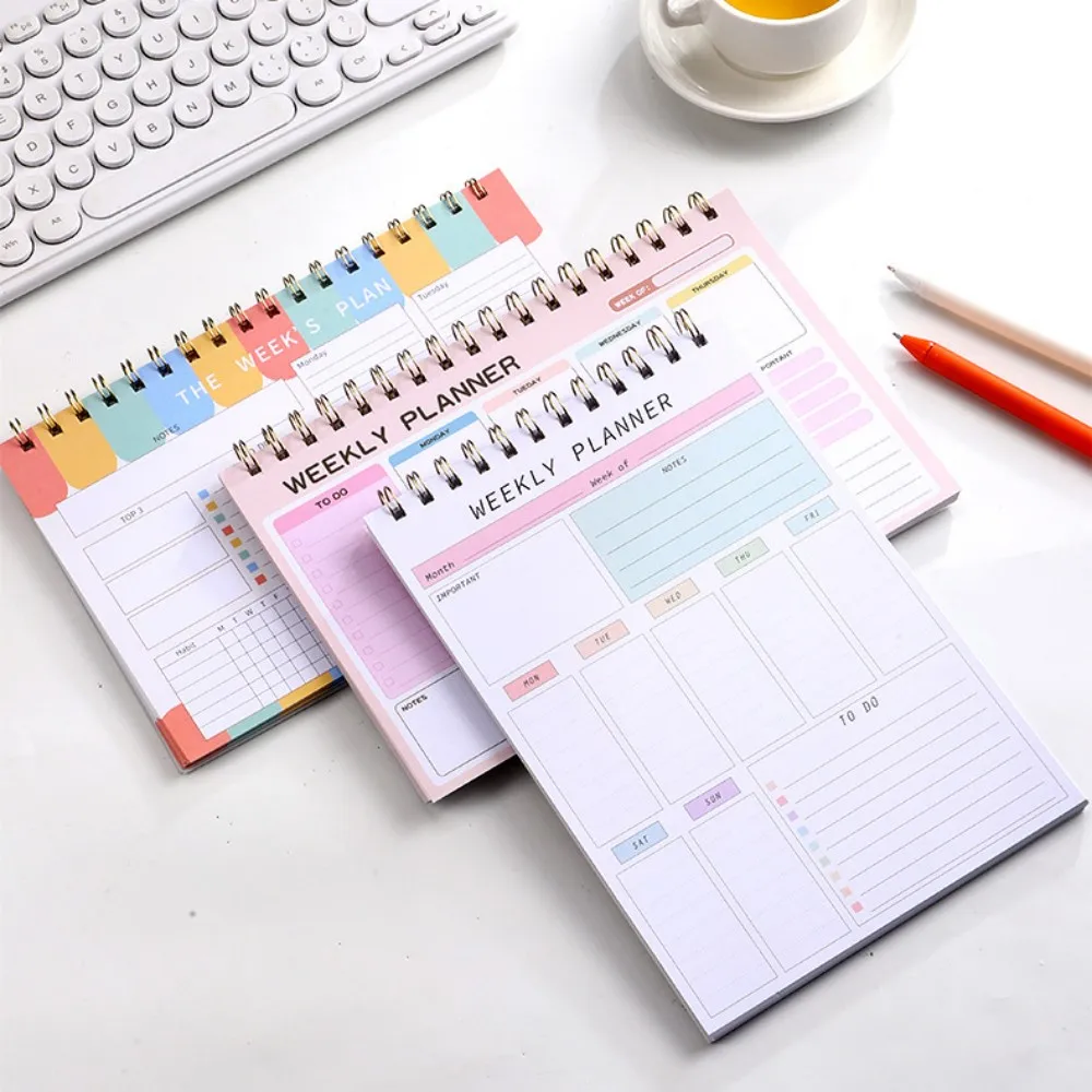 A5 Coil Weekly Planner Notebook Journal Agenda 2024 Diary Organizer Schedule School Stationery Office Supplies Gifts To Do List