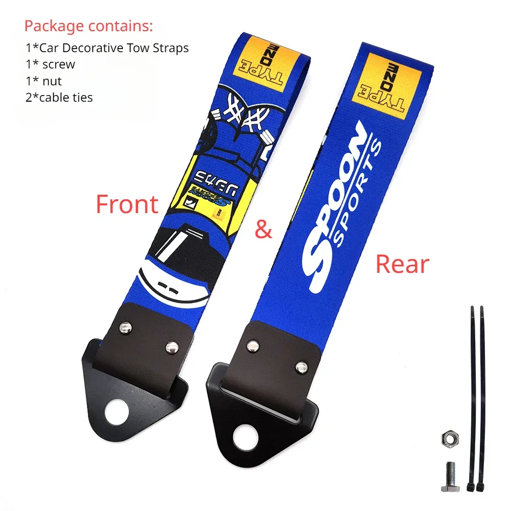 Spoon Sports Tow Strap Car Modification Personality Towing Hook Short Culture Towing Strap Tuning Car Accessories for Honda City