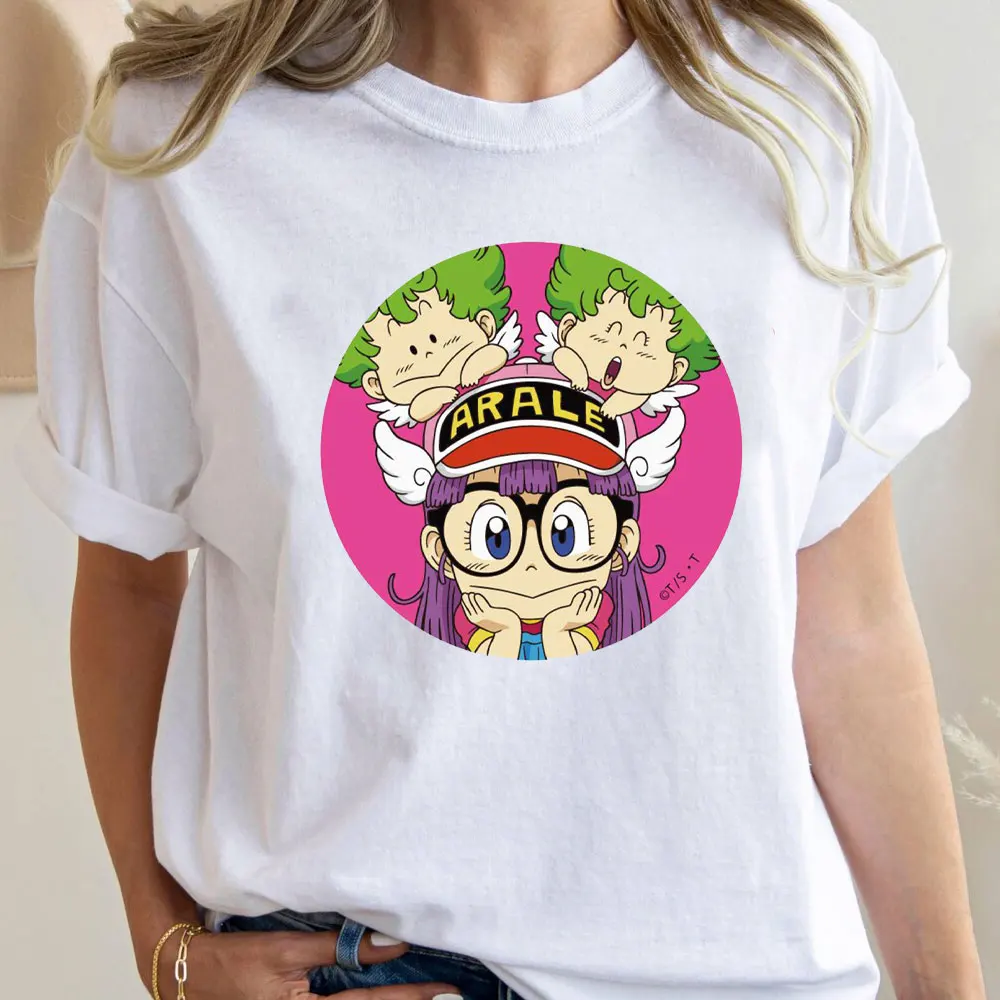 Arale Dr. Slump Female Designer JapaneseAnime Shirt Damen Freizeit-T-Shirt Mädchen Designer Harajuku Kleidung Unisex Baumwoll-T-Shirts