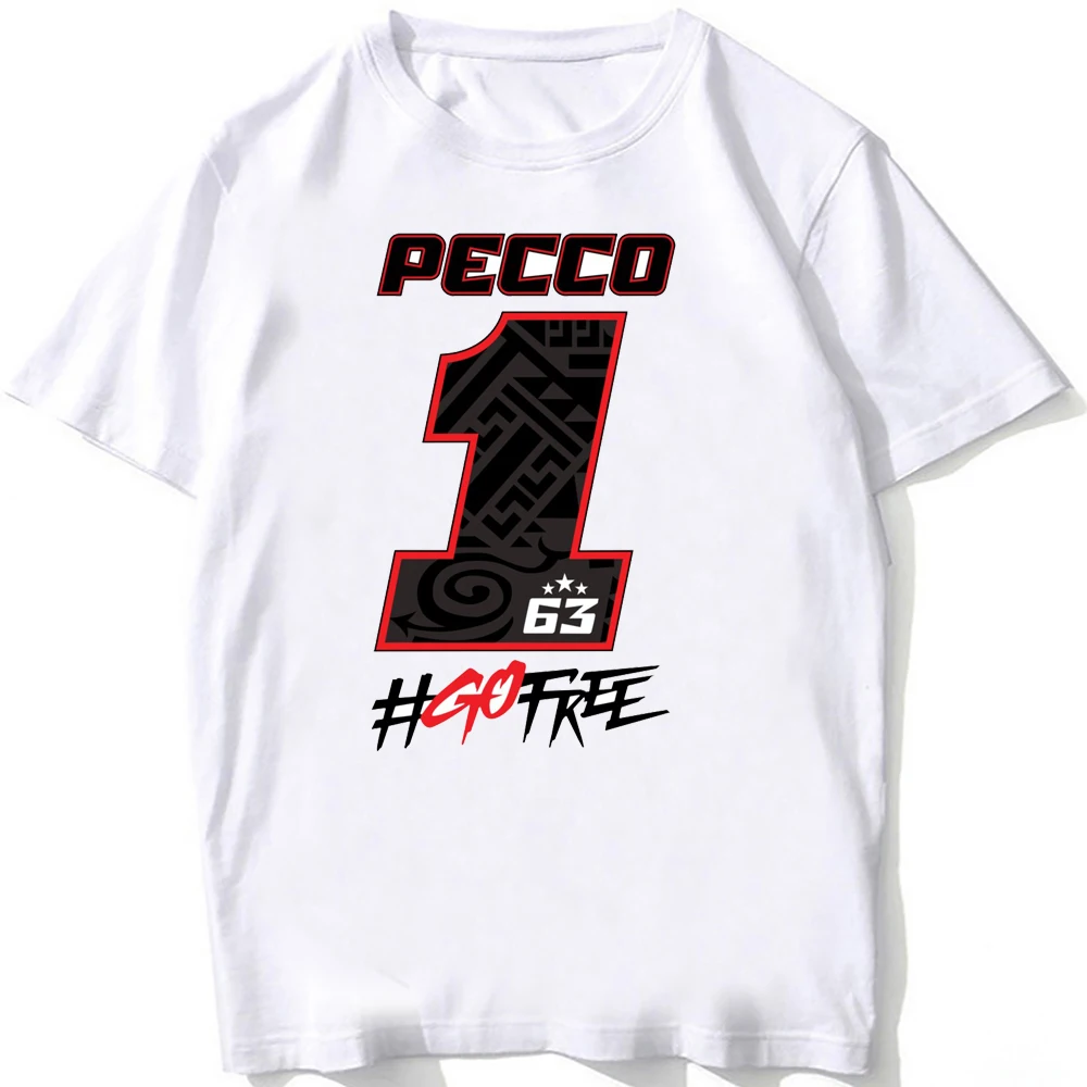 Francesco Pecco Bagnaia 63 GP PECCO 1 King 3 Stars Riding T-Shirt Hip Hop Boy Casual T Shirt Men Motorcycle Sport White Tees