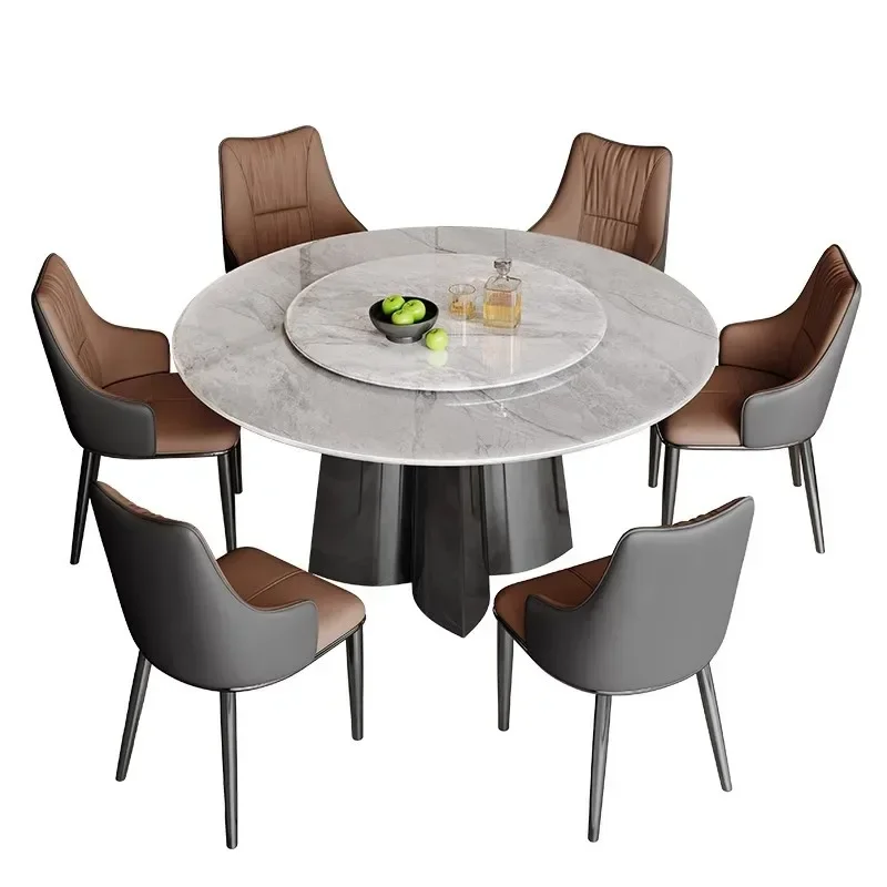 

High-end microcrystalline stone dining table and chair combination simple marble round table small apartment supercrystalline