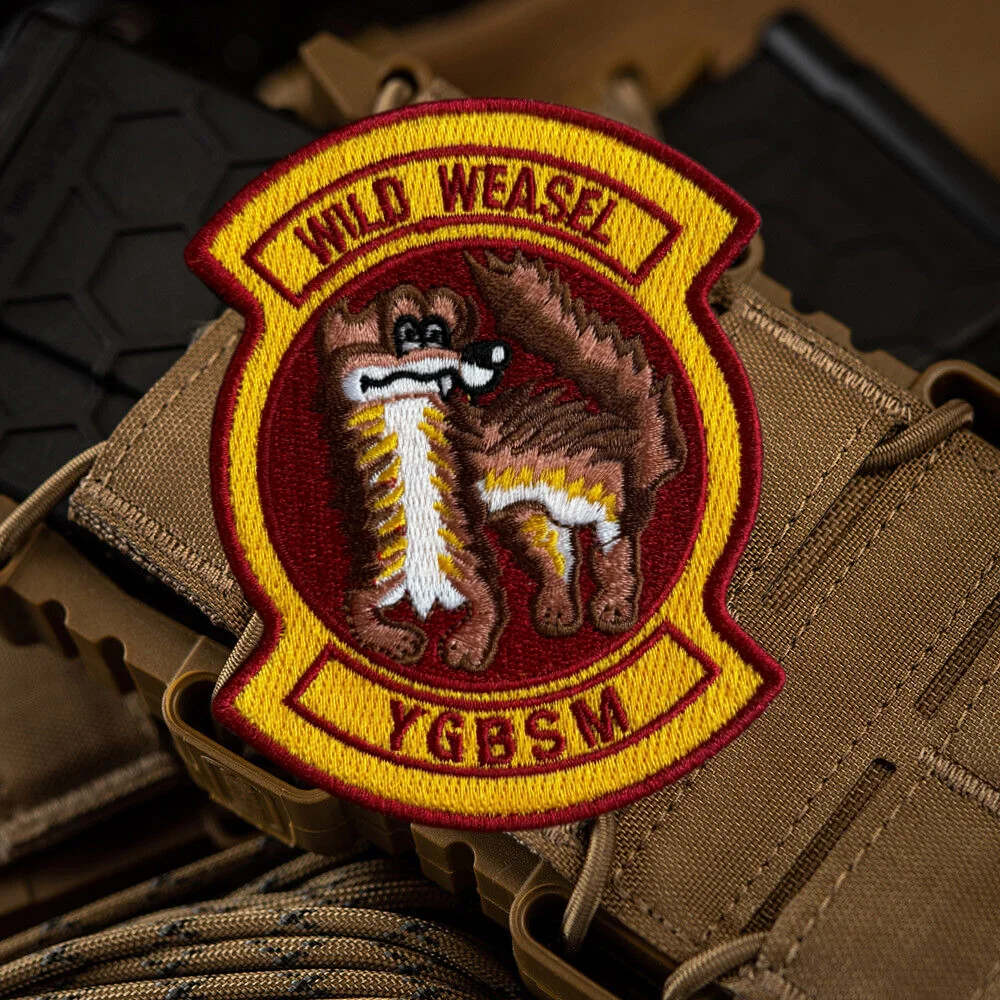 USAF Wild Weasel Embroidery Tactical Patch Funny YGBSM US Hook&Loop Armband Military Morale Badge Clothing Backpack Stickers