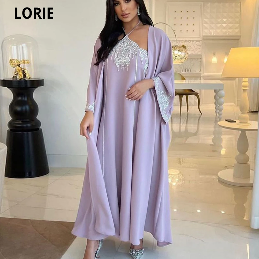 

LORIE Halter A line Evening Dresses 2023 With Jacekt Wrap Sparkly Beadings Beach Formal Party Gowns Vintage Robes De Soiree