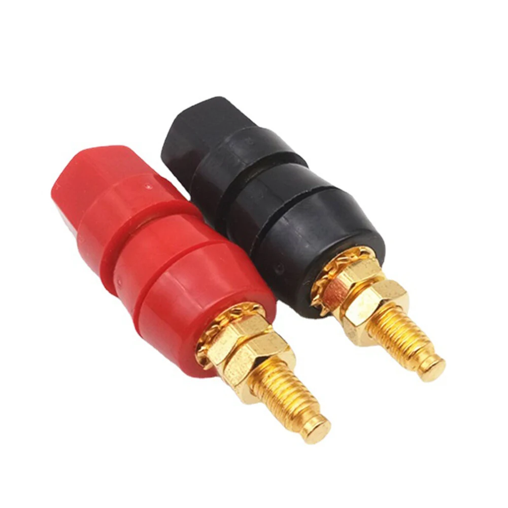 1Pair 4mm Audio Speaker Binding PostTerminal Black Red For Banana Socket Adapter Hexagonal Single Connection Terminal    New