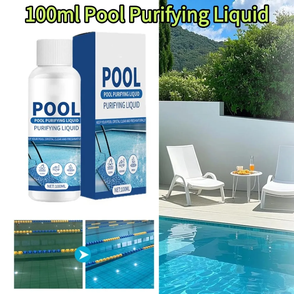 100ml Pool Purifying Liquid Pool Clarifier Swimming Pool Water Cleaner Hot Tub Clarifier Fast Acting Cleaning Solution for Pool