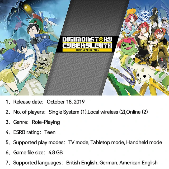Nintendo Switch Game Digimon Story Cyber Sleuth Complete Edition 