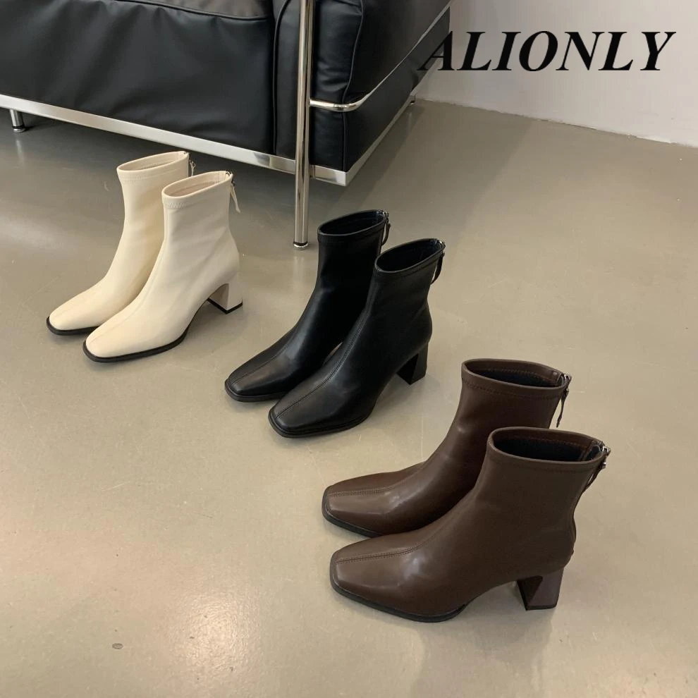 Alionly 2025 New Autumn Modern Street Style Pointed Toe Women Knee-High Boots Fashion Low Heels Shoes Long Botas De Mujer