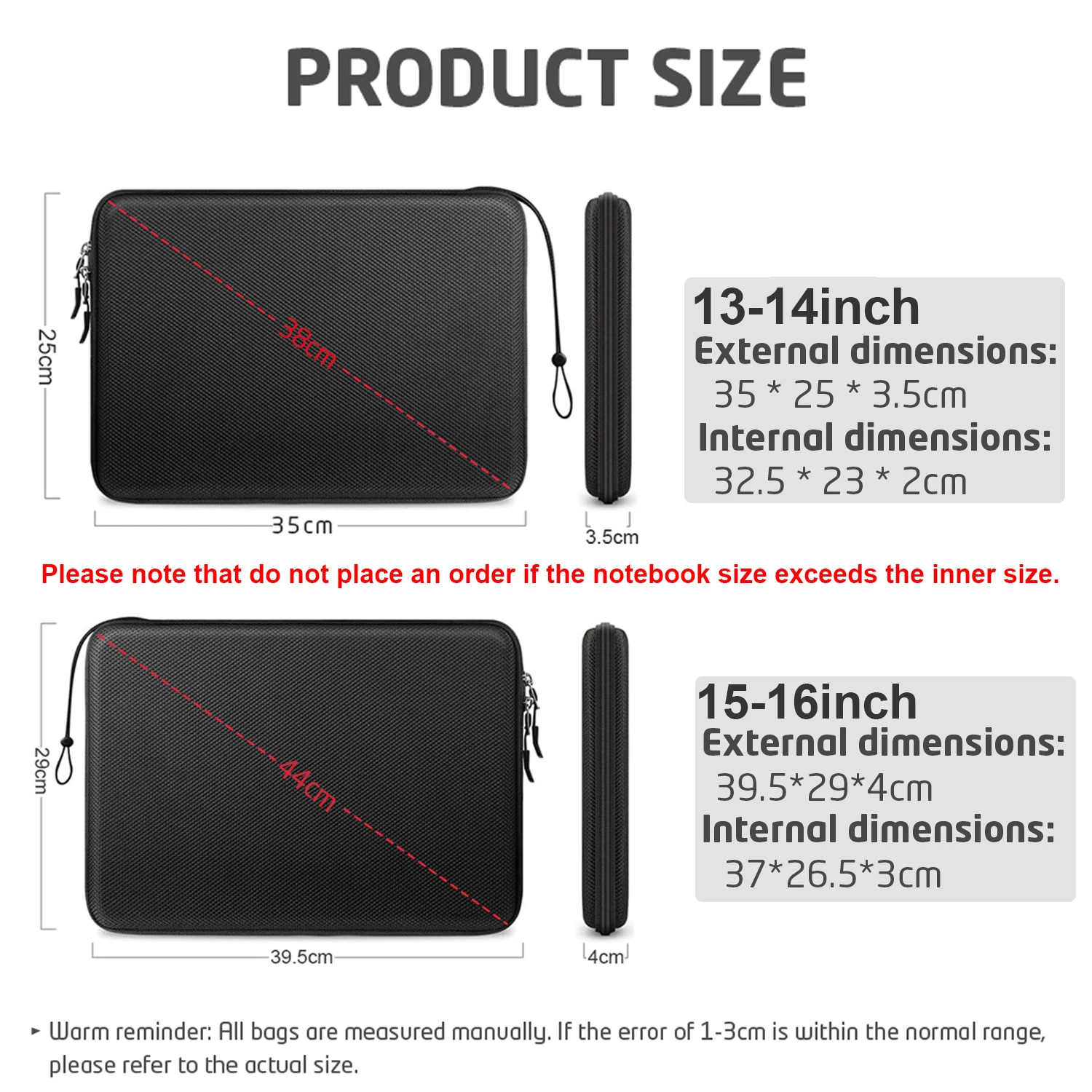 Hard EVA Laptop Sleeve Case 13 13.3 15.6 16inch For MacBook Air/Pro Shockproof Computer Bag With Lenovo, HP, ASUS, Dell Carrying