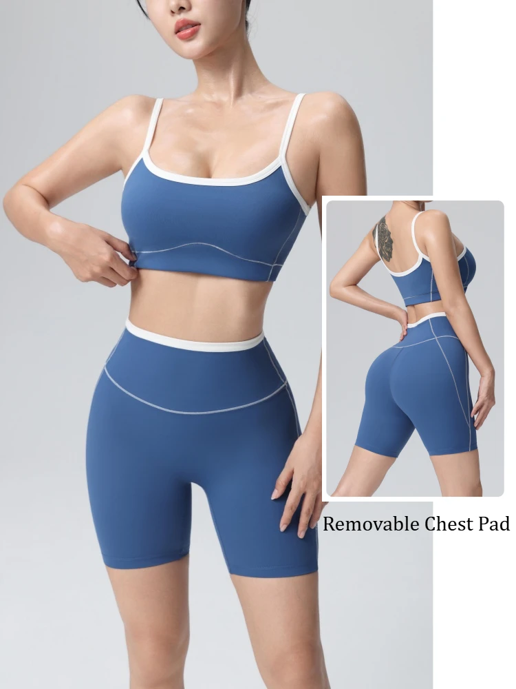 2 Piece Yoga Clothes Women's Tracksuit Fitness Suit Athletic Wear Pilates Workout Set Push Up Sports Bra Gym Shorts Sportswear