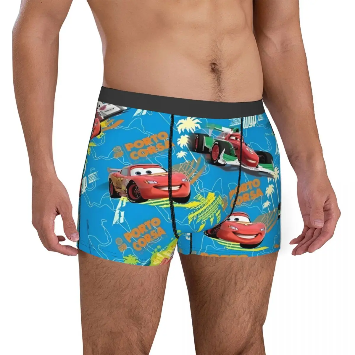 Custom Cars Lightning McQueen Man Boxer Shorts Cozy Underwear Life Is A Highway Printing Fun Underpants