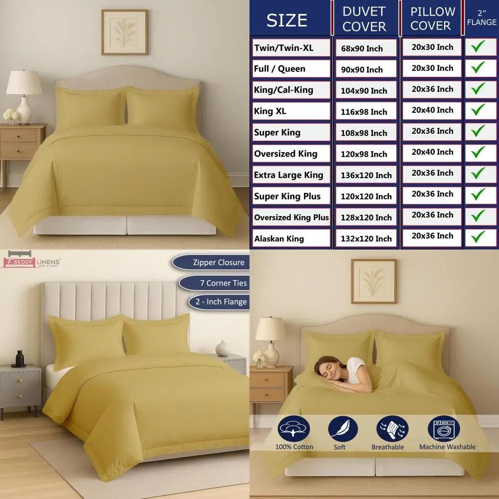 

Cotton Duvet Cover Set Full Size 80x90 Inch Soft Breathable 3-Piece Bedding with Pillow Shams for Pre-Washed Comfort