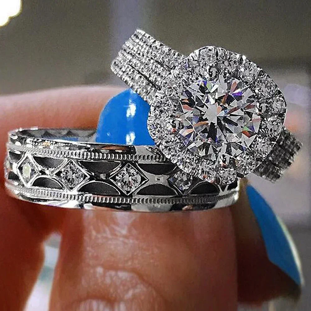 2026  Wife/Husband Couple Wedding Rings Silver Color Band 2026 Trend Women/Men Engagement Accessories Luxury Jewelry Wholesale