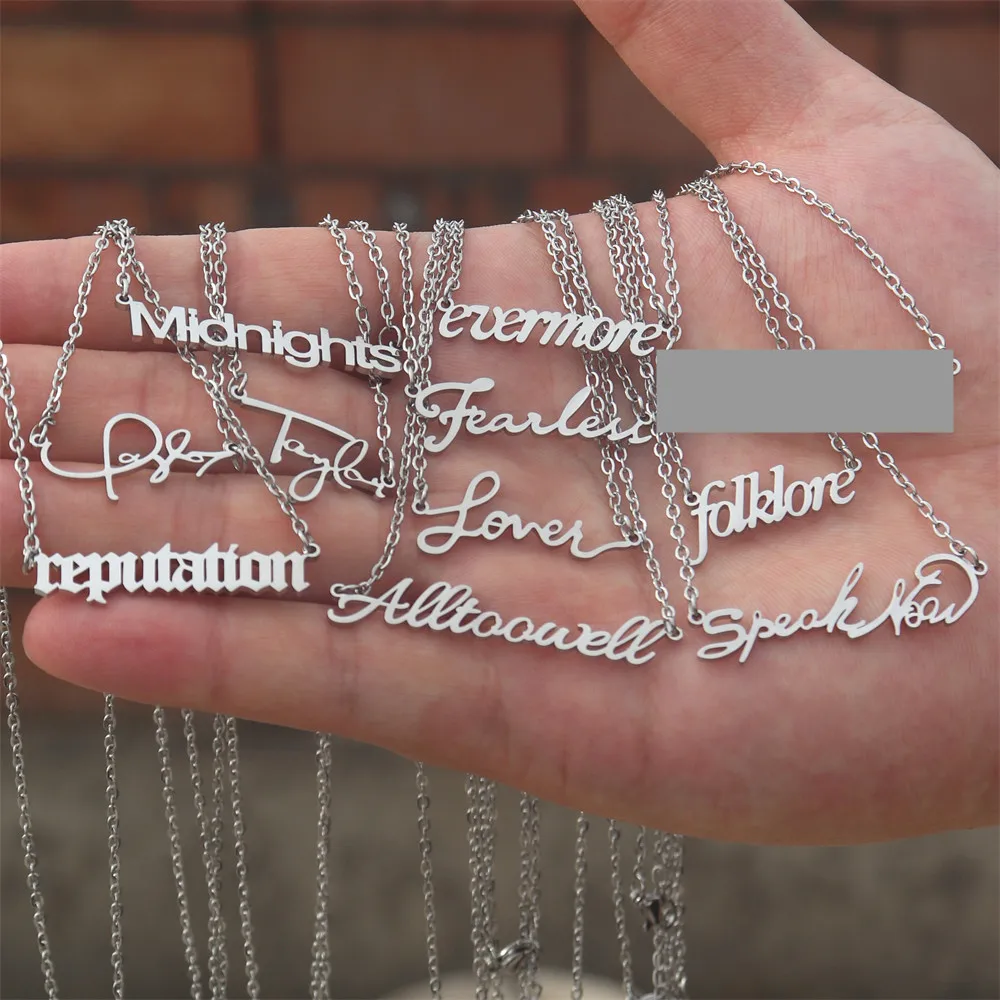 TS Inspired Jewelry Album Music Lover Reputation Necklace for Taylor Fans Gift 1989 Mid Nights Stainless Steel Necklace Women