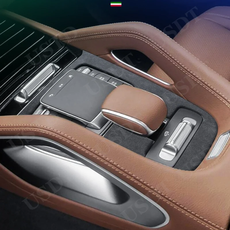 يصلح لمرسيدس بنز GLE GLS 2020 2021 2022 2023 2024 2025 الداخلية تراكب لوحات غطاء قذيفة لوحة تروس التحكم المركزي #2