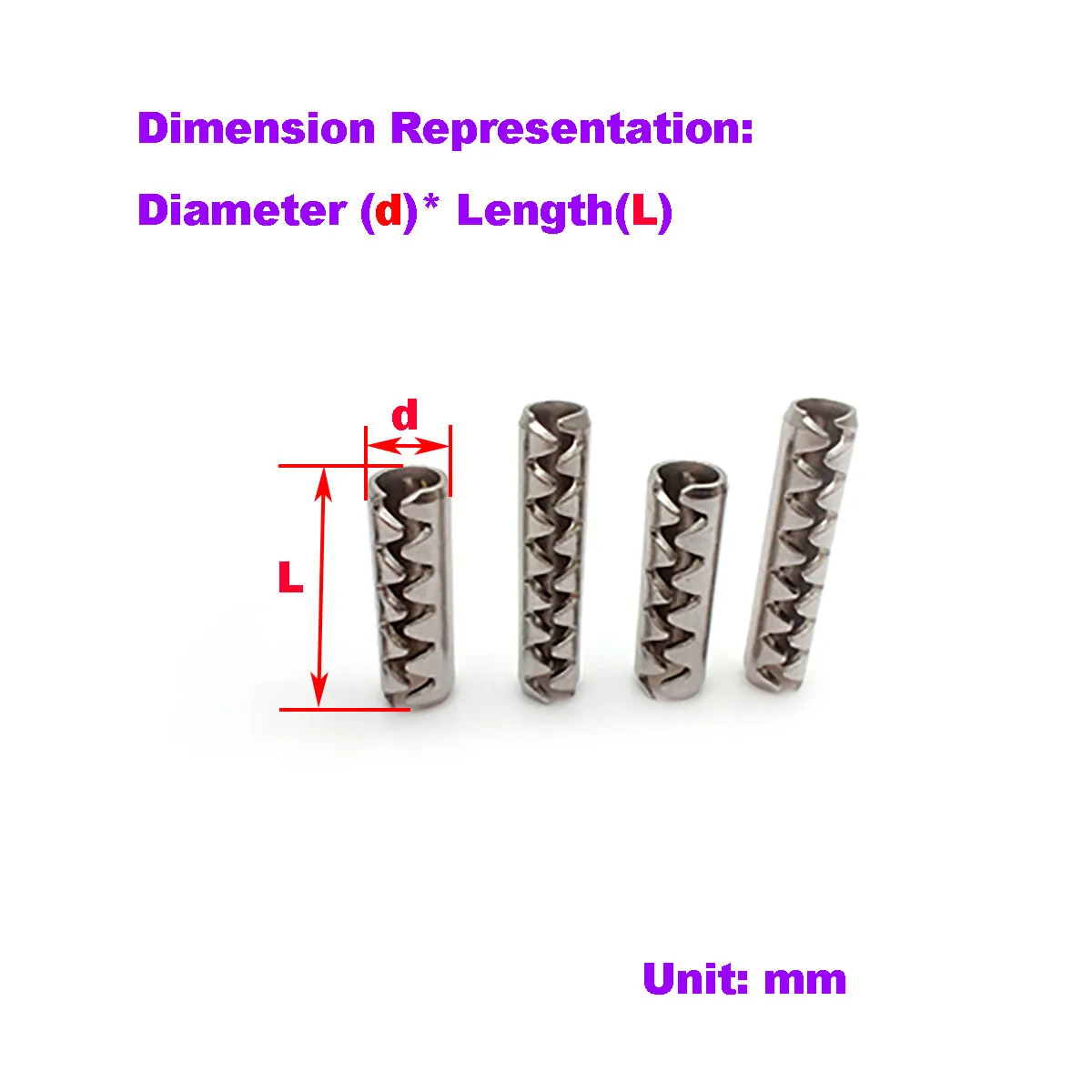 304 Stainless Steel Toothed Open Elastic Pin/Toothed Cylindrical Pin/Door Pin M2M2.5M3M4M5M6