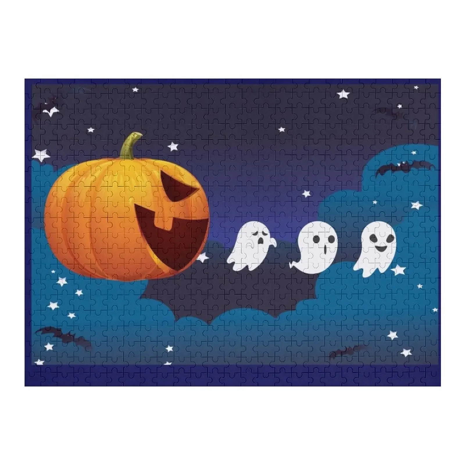 

pumpkin eating ghosts, let's eat Kids, Jigsaw Puzzle Customizable Child Gift Wood Name Puzzle