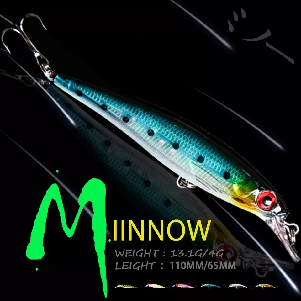 WALK FISH 1PCS Minnow Fishing Lure Laser Hard Artificial Bait 3D Eyes 11cm 13.1g Fishing Wobblers Crankbait Minnows Pesca 0-2M