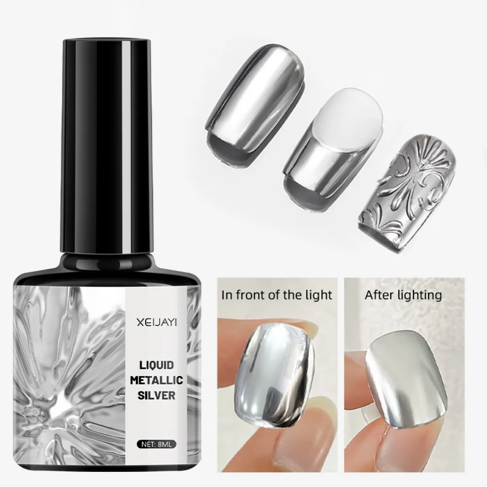 Esmalte de uñas de Gel metálico brillante, laca de uñas semipermanente, Gel UV Soak Off de pintura, dibujo de flores, laca dorada superbrillante