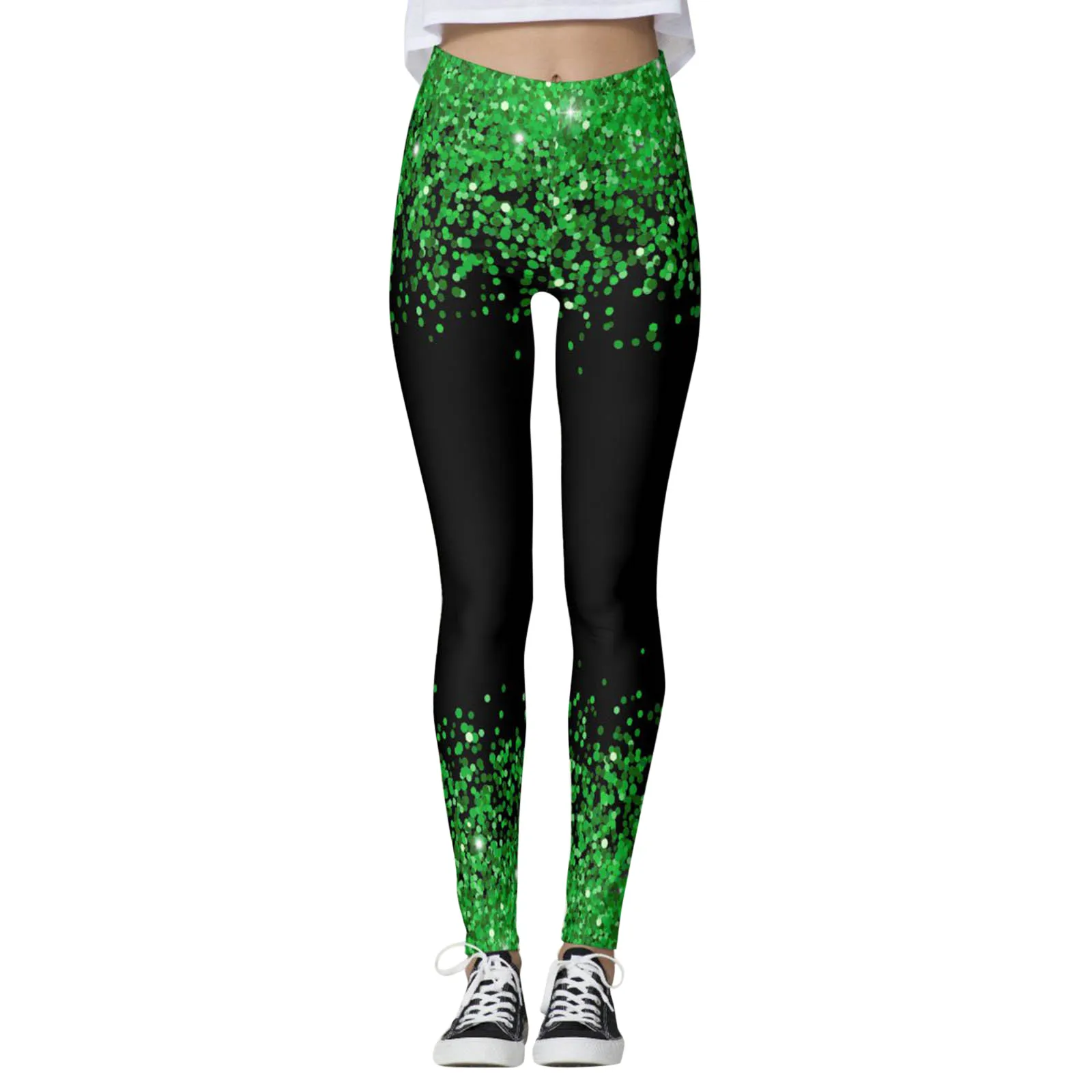 Mallas con patrón verde de la suerte para mujer, Pantalones ajustados de cintura alta para el Día de San Patricio, Yoga, deportes, gimnasio, entrenamiento