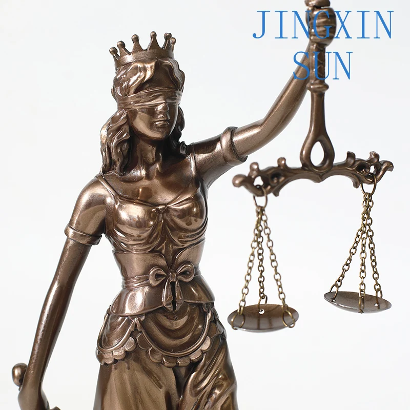 Copper Justice and Fairness Muse Themis Sculpture Statue for Lawyer Office Legal Balance Ornament for Courtroom Law Firm