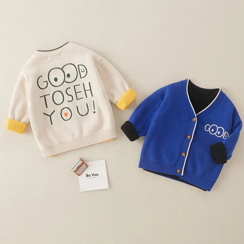 Baby Knit Wweater Autumn New Skin-friendly Sweater Cardigan Boys Baby All Match Children's Coat