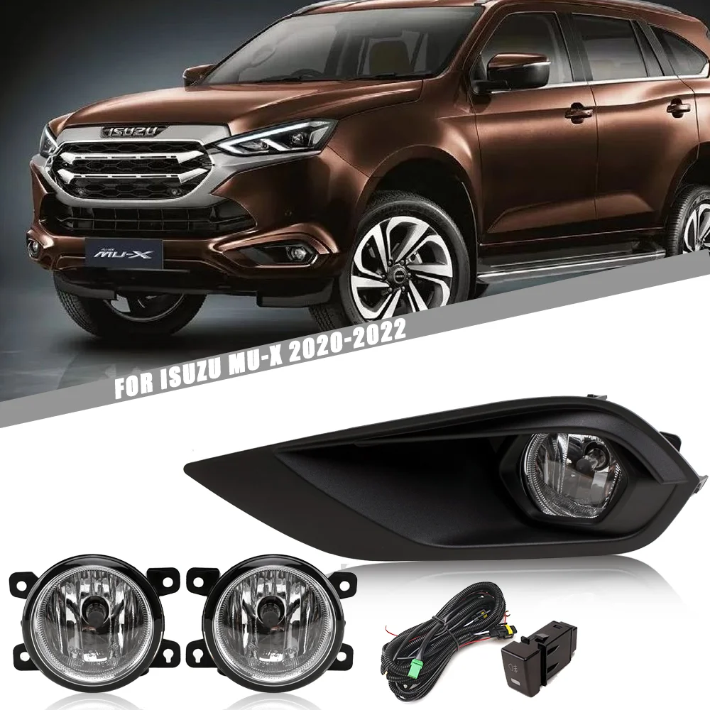 Car Fog Light Assembly For Isuzu MU-X 2021 Front Bumper Fog Lamp Set With Wiring Harness Switch Decorative Covers Driving Lamp