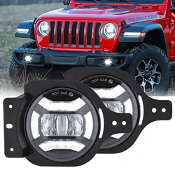 30W Led Fog Lights With Hole DRL for Jeep Wrangler JKU JK 07-17 Off Road Fog Lamps For Jeep JL JKU Rubicon Sahara 18-21+