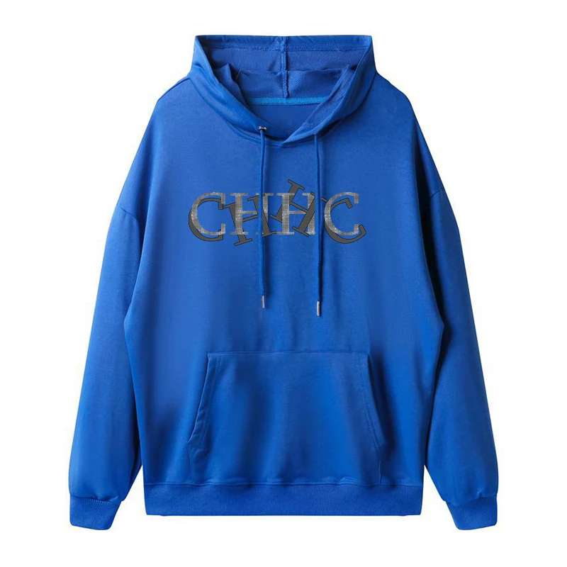 CH marca impresa mujer otoño Sudadera con capucha gamuza moda Color sólido 2025 invierno hombres mujeres Casual bolsillo deportes Sudadera con capucha