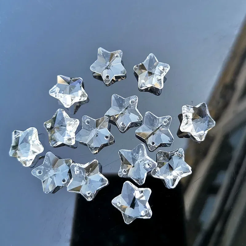 

14mm Crystal Star Beads 2 Holes Glass Suncatcher Accessories Chandelier Prisms Part Wedding Home Decoration DIY Jewelry Making