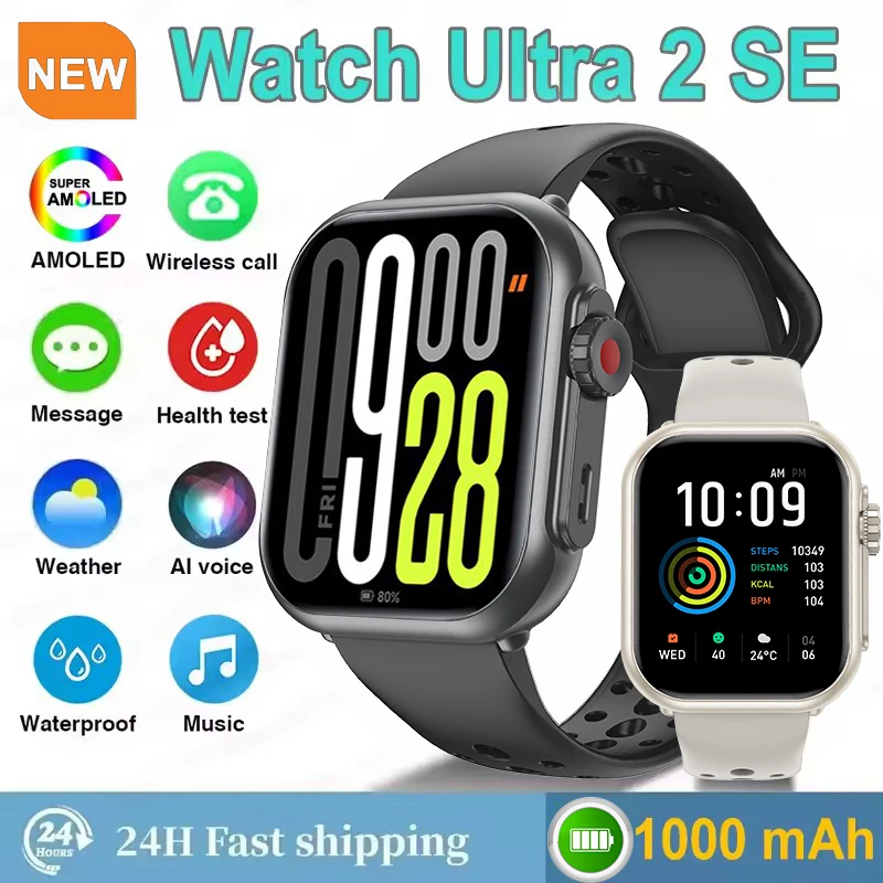 لـ IOS Android Smart Watch الرجال النساء بطارية 1000mAh AMOLED معدل ضربات القلب 100 + الرياضة HD بلوتوث مكالمة الساعات الذكية المقاومة للماء