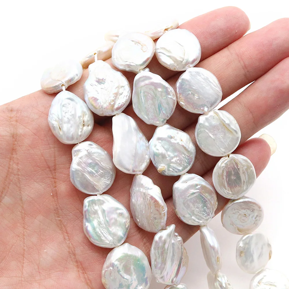 

16-17mm Baroque Style White Natural Freshwater Pearl Round Shape Loose Spacer Beads for Jewelry Making DIY Earrings Accessories