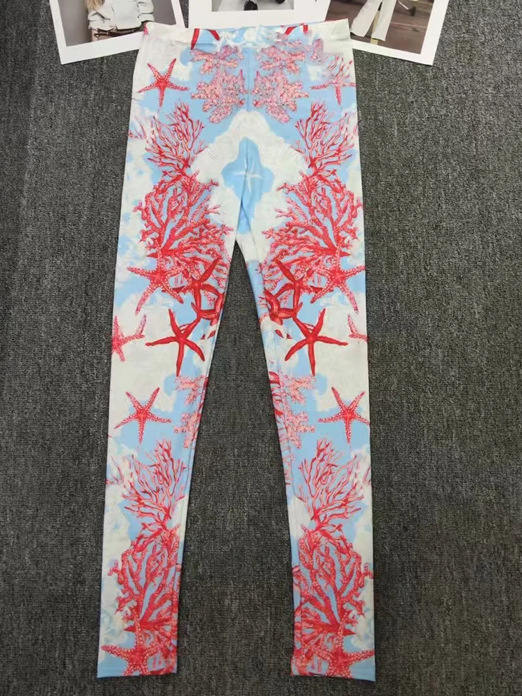 Moda impressão lapela single-breasted camisa de manga comprida primavera novo terno feminino + cintura alta elástica pés finos calças terno de duas peças