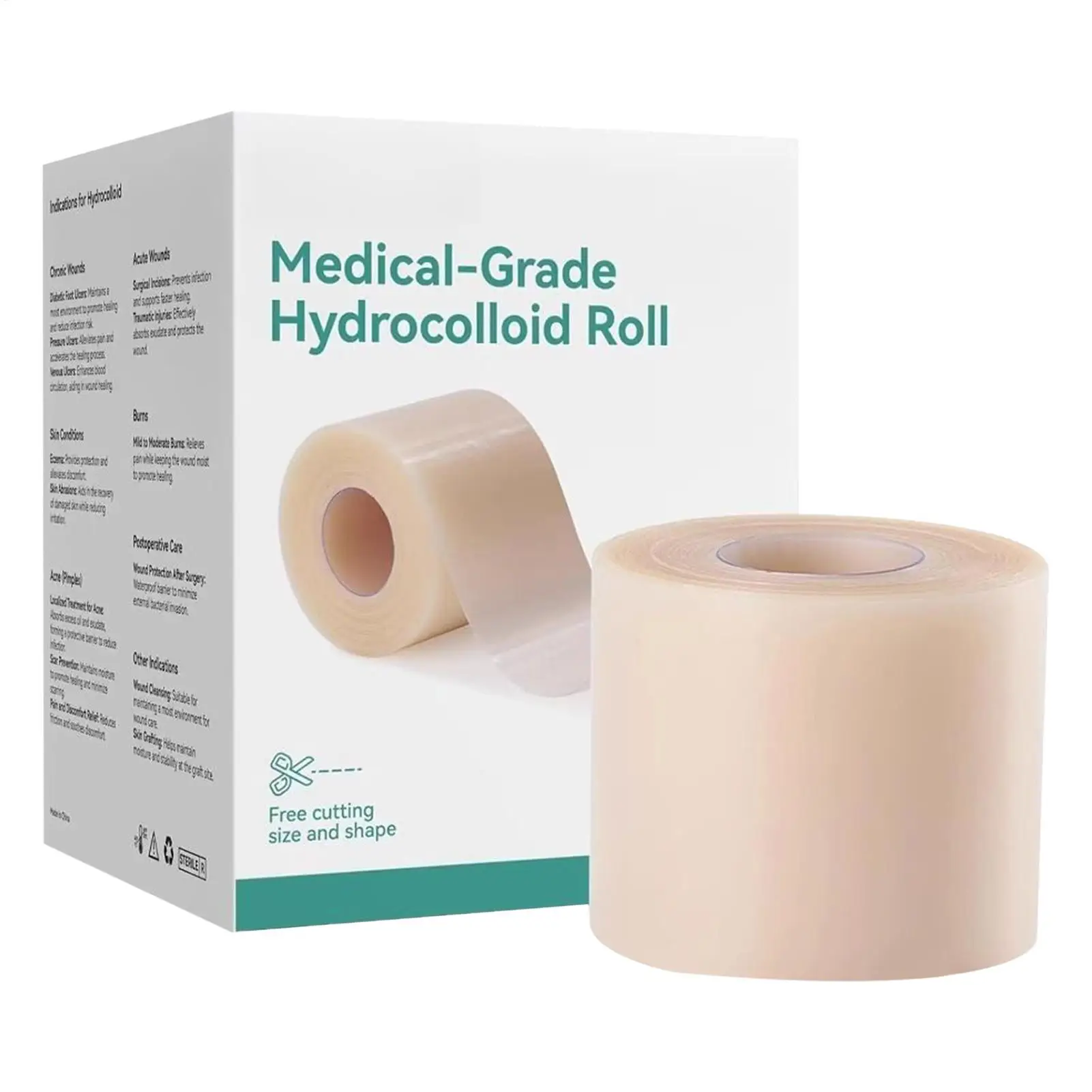 16.4ft Hydrocolloid Bandage Roll For Wound Care Hydrocolloid Patch Bandages Waterproof Self-Adhesive For Face Body Burn Wound