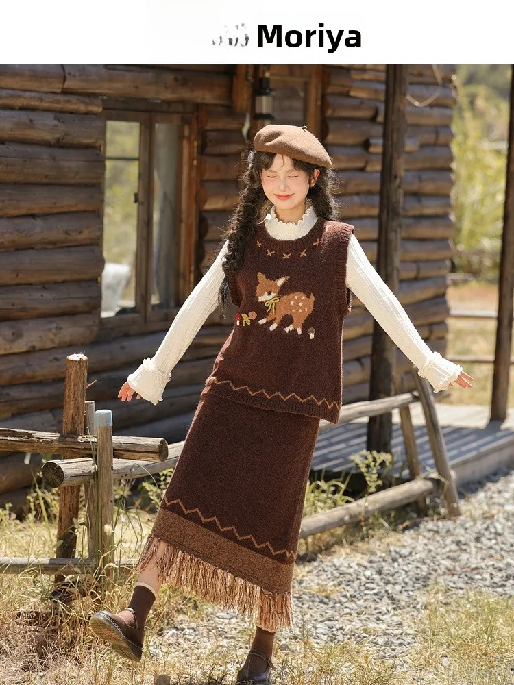 

Свободный вязаный свитер с круглым вырезом для женщин, осенне-зимний, повседневный, удобный, с мультяшным принтом, модный, универсальный, размер S