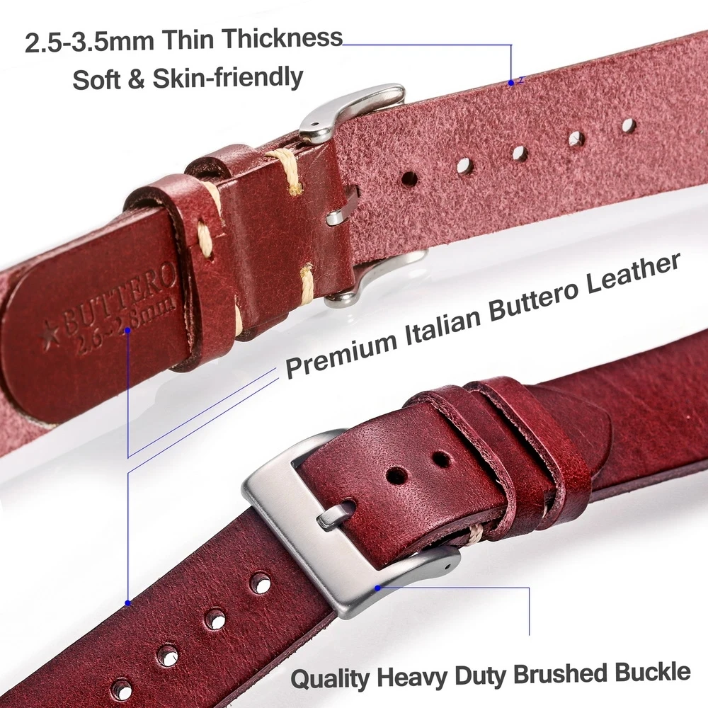 HEMSUT Leather Watch Bands for Men Italian Buttero Handmade Watch Strap Quick Release Vintage Replacement Wrap of 18mm 20mm 22mm