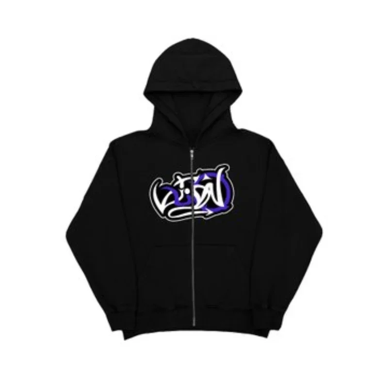 

Толстовка Y2k на молнии в стиле Харадзюку, Свитшот оверсайз с графическим принтом в стиле хип-хоп, топ в готическом стиле для мужчин и женщин, уличная одежда