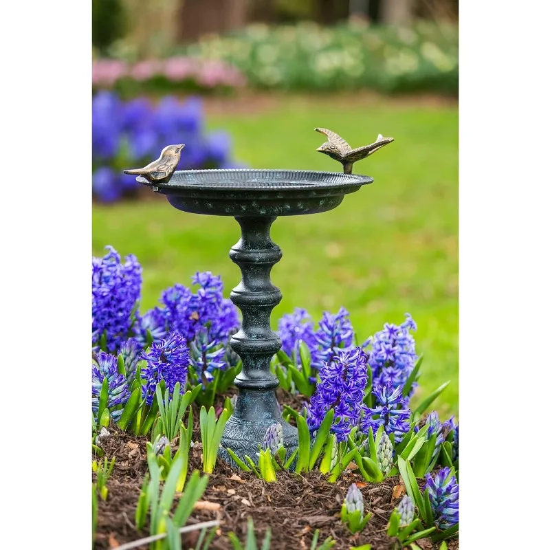 Hummingbird Bird Baths for Outdoors Heavy Duty | Metal Bird Bath Bowl with Stand | Ground Standing Bird Bath and Feeder