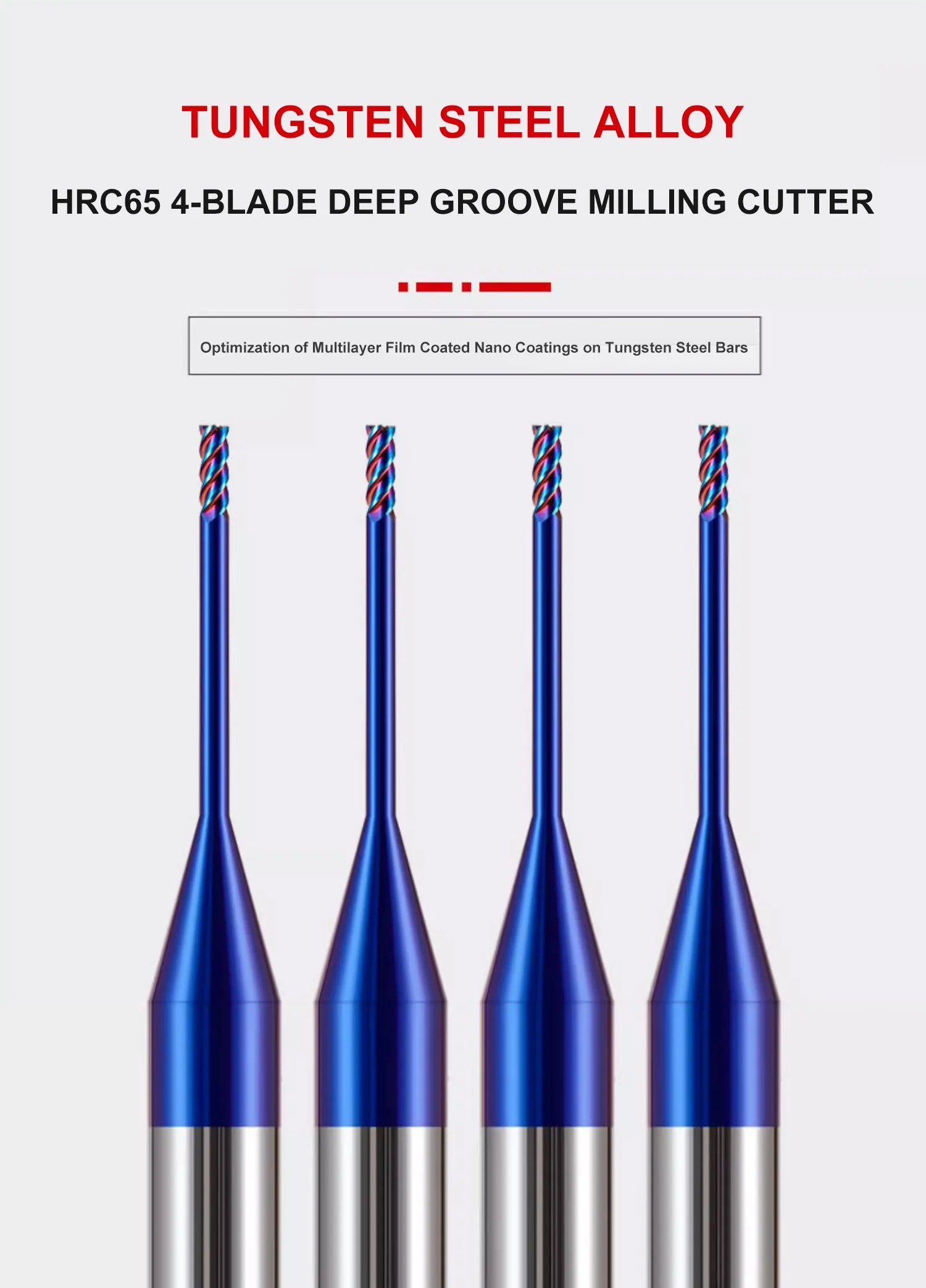 SHAZAM HRC65 4-Schneiden Hartmetall-Nanobeschichtete Tiefnut-Flachfräser CNC-Mechanische Bearbeitungswerkzeuge – Detail 1