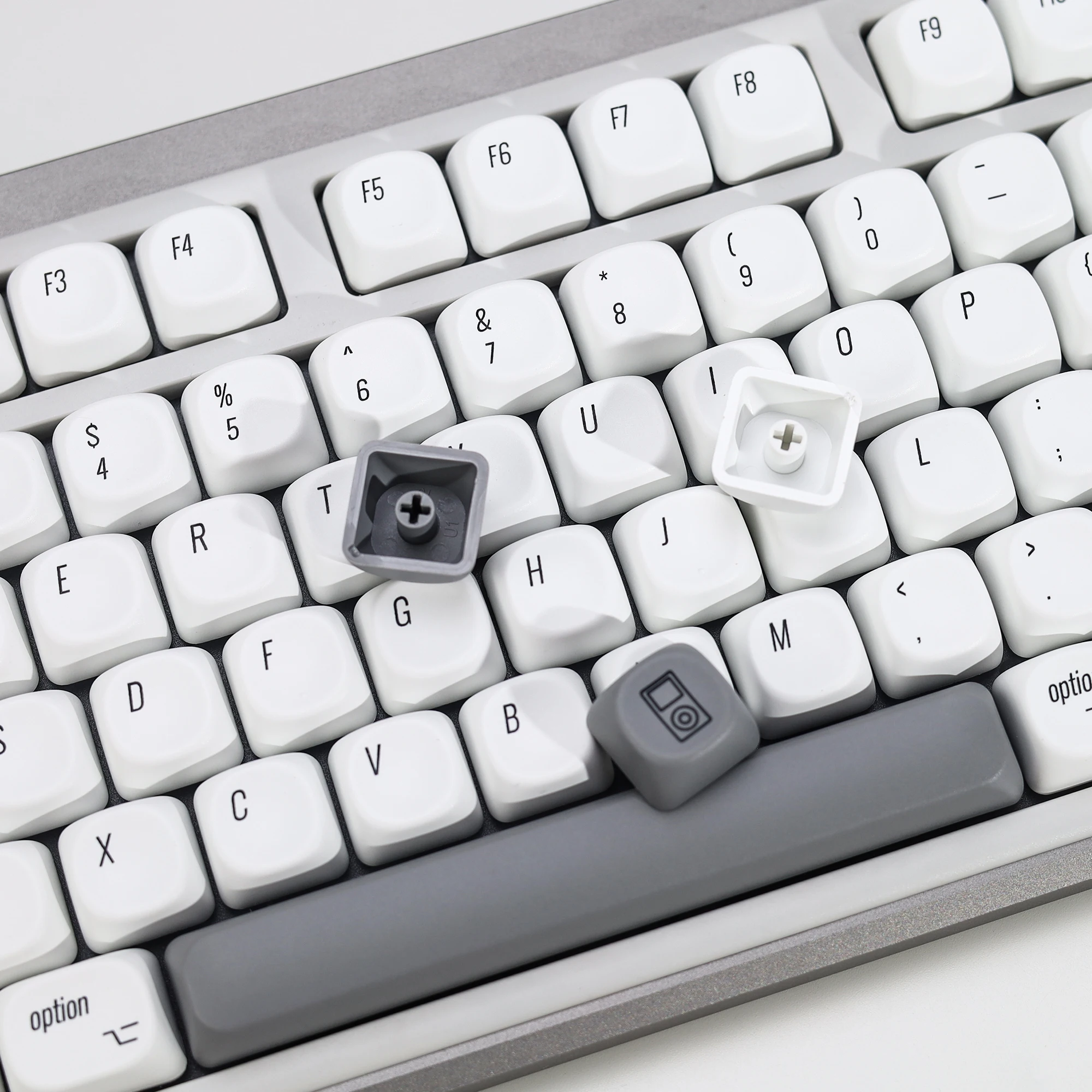 KBDiy 141 Keys MAC Style Keycaps PBT Set White KOA Profile Korean Russian Keycap For 75 60% Mechanical Keyboard ISO DIY Custom