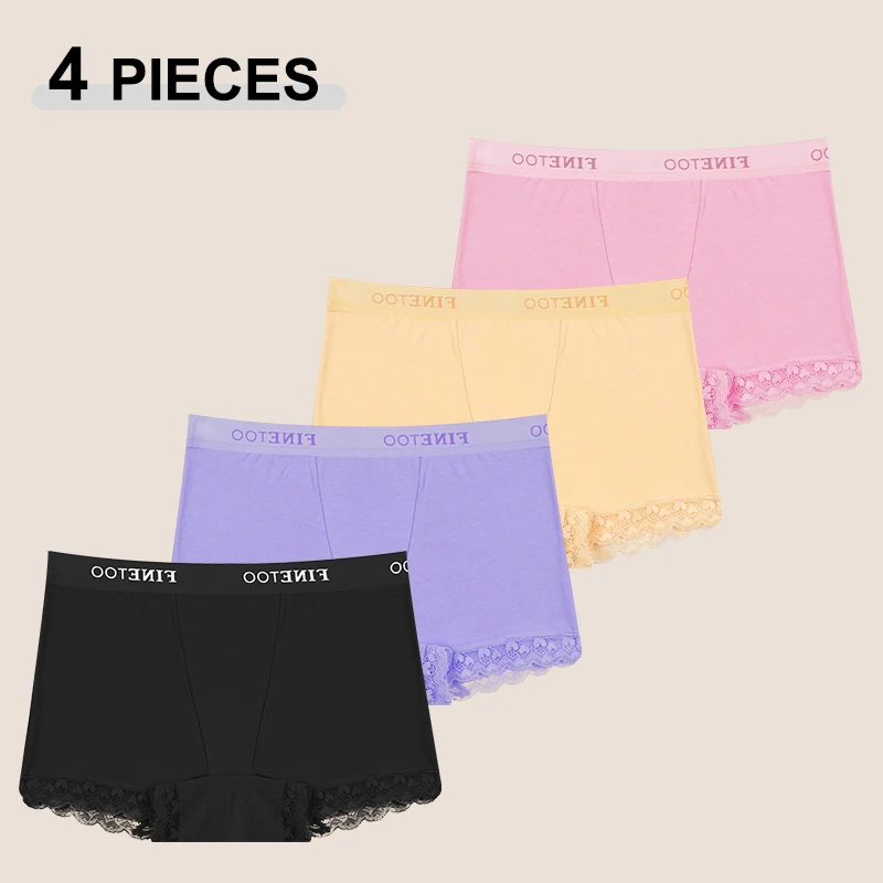 4 STKS Naadloze Katoenen Slipje Voor Vrouwen Sexy Kant Brief Elastische Boyshort Vrouwelijke Sport Comfortabele Ademende Boxershorts