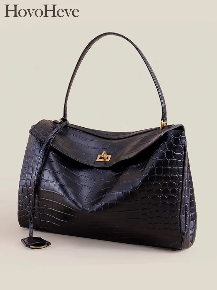 

Office Ladies Elegant Black Single Shoulder Bag Cowskin Genuine Leathe Tote Handbag Hasp Designer Fashion Women Messenger Bag