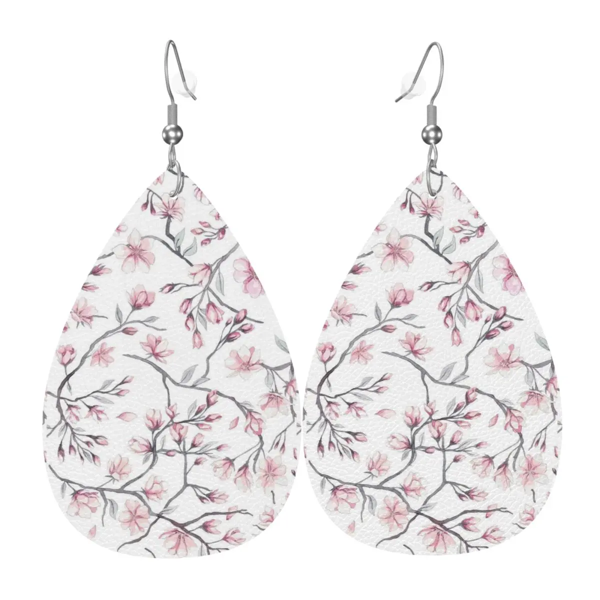 

Custom Floral Wallpaper Leather Teardrop Earrings for Women Leather Earrings Fashion Lightweight for Parties Holidays